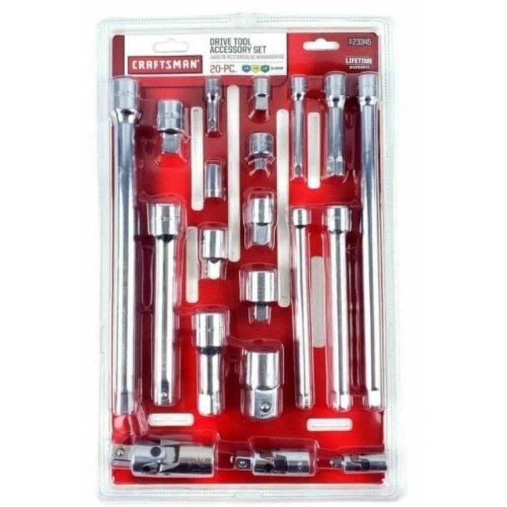 Craftsman 20 Piece Drive Tool Accessory Set 1/4 3/8 1/2 inch Extension Adapters
